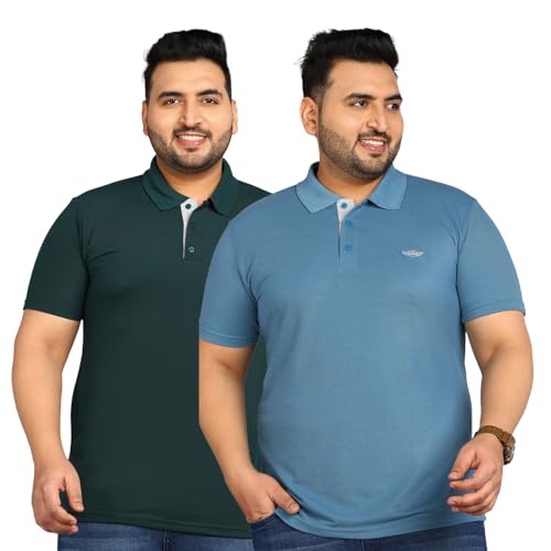 Image of INKKR Plus Size Men's Regular Fit Solid Polo Tshirt