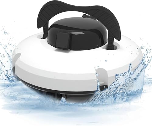 WQZzjm Limpiafondos robótico inalámbrico, Aspirador automático para Piscinas, Doble Motor, Mayor Potencia de succión, Filtro Fino de 180 μm, Ideal para Piscinas enterradas o elevadas.