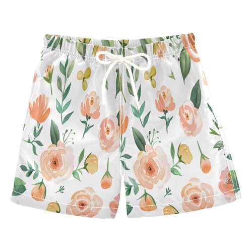 Boys Swim Trunks Toddler Swim Shorts Little Boys Swimwear Watercolor Floral Bathing Suit Swimsuit Multi