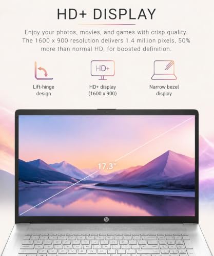 Image of HP 17.3 inch Laptop, AMD Ryzen 3 5300U Processor, Large HD Display, 8GB RAM, 256GB PCIe SSD, Windows 11, Full-Size Keyboard with Numeric Keypad, Long Battery Life