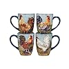 Certified International Rooster Meadow 22 oz Mugs Set of 4