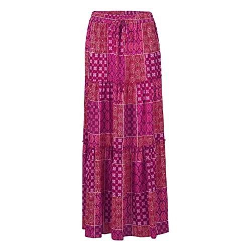 Floral Maxi Skirts for Women Trendy Summer Elastic High Waisted Long Skirts Tiered Flowy Swing A Line Skirt w/Pockets3