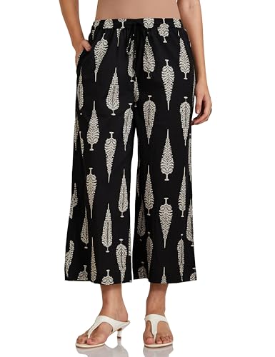 Image of Amazon Brand - Myx Women Loose Fit Cotton Flared Palazzo (Available in Plus Sizes)