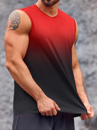 Runcati Mens Sleeveless Tank Tops Workout Muscle Gym T Shirts Crew Neck Gradient Tee Tops3