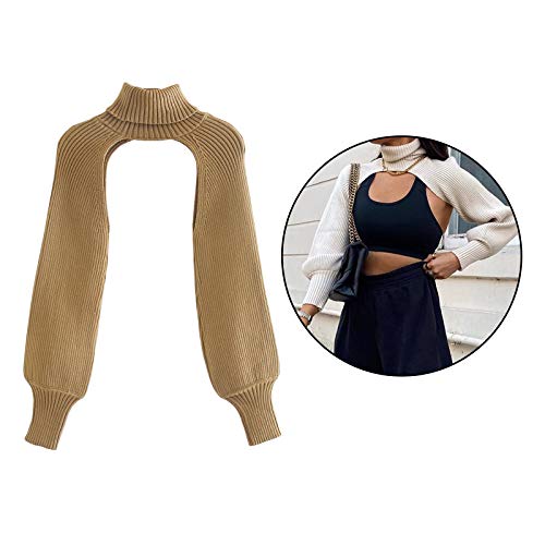 gazechimp Pulôver de Malha de Manga Comprida de Gola Sólida para Mulheres Blusas de Camisola - Cáqui