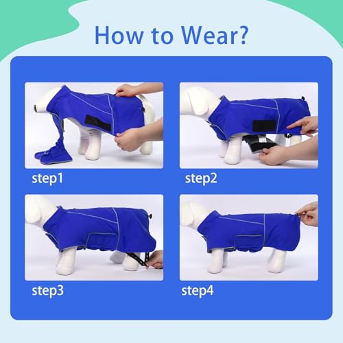 Image of MIGOHI Dog Winter Jacket,Dog Coat Waterproof,4XL Winter Snow Coat with Fleece Lining for Large Dogs Boys Girls,Snowproof Pet Jacket,Great Dane,Mastiff,Blue