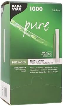 PAPSTAR 16701 All Purpose Service, Unique, Catering, Tableware, Wooden, Singular Toothpicks, Pack of 1000
