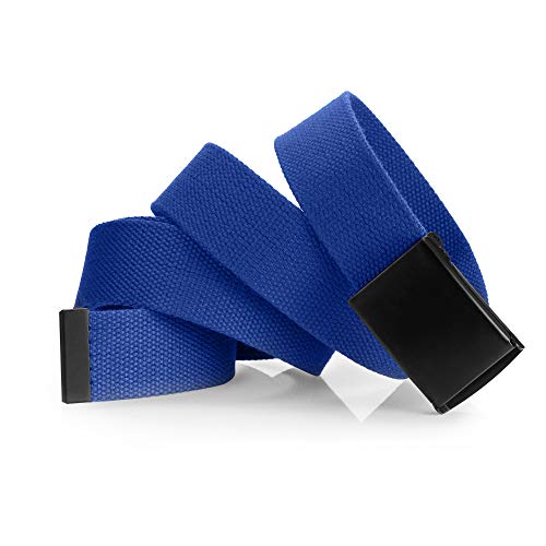 Image of Mile High Life Cut To Fit Canvas Web Belt Size Up to 52 inch with Flip-Top Solid Black Military Buckle
