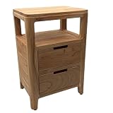 Wohnling Nachttisch Akazie Massivholz 40x60x30 cm - Nachtkonsole mit Zwei Schubladen und offenen Ablageflächen - Massivholz Nachtkästchen Boxspringbett - Nachtschrank Nachtkommode Schlafzimmer