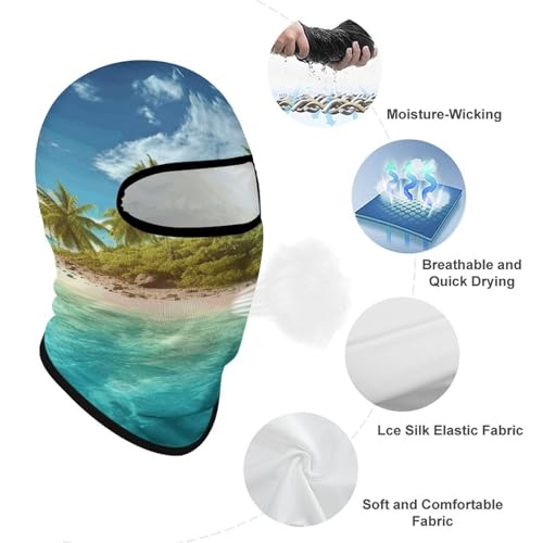 Balaclava para Hombres Máscara de Esquí Tropical Isla Invierno Cubrebocas para Ciclismo miniatura 3