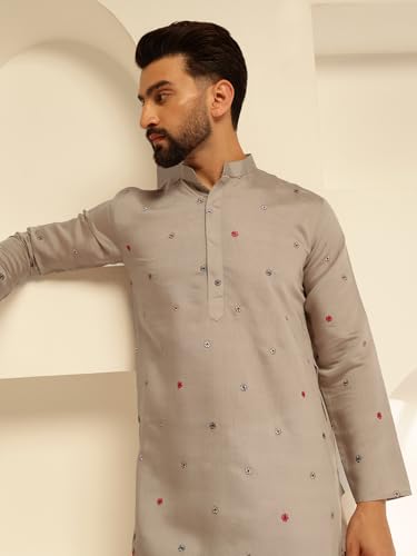 Image of SOJANYA (Since 1958 Men's Festive Cotton Silk Designer Kurta with Daman Embroidered Detailing | Perfect for Navratri, Diwali & Special Occasions
