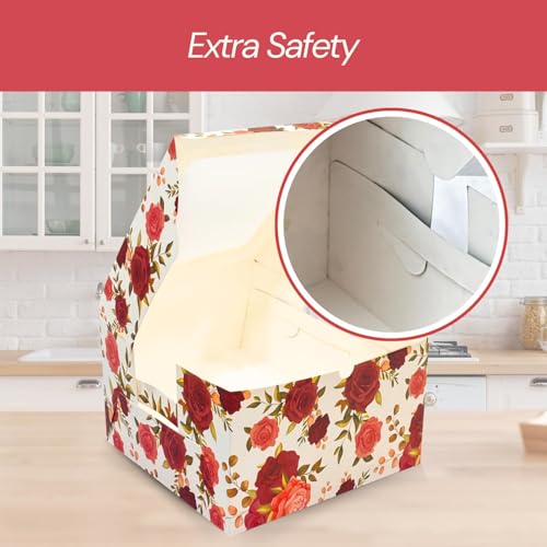 Image of PAPYRUS Window Box For Cake Box 1 /2-1 kg | (8 * 8 * 5 (Pack Of 10) | Printed Window Floral Boxes | Cake Box With Window | SBS Board Paper transparent