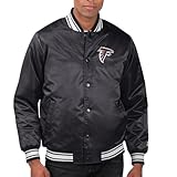 Starter Men's Black Atlanta Falcons Printed Team Logo Satin Varsity Full-Snap Jacket