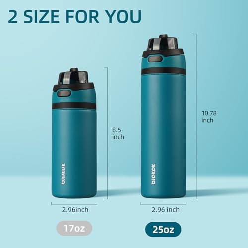 Image of BJPKPK 25oz Insulated Water Bottle with Straw Lid & Handle, Stainless Steel | Leak-Proof 2-in-1 Straw & Spout Lid, BPA-Free Vacuum Insulated Bottle Fits Cup Holders for Gym, Office, Travel & Outdoor
