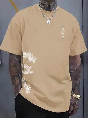 Image of COZYEASE Men's Japanese Koi Fish Graphic Tees Short Sleeve Crew Neck T-Shirt Casual Summer Tops