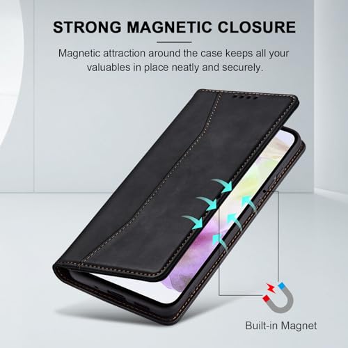 Image of Jasonyu Flip Wallet Case for Samsung Galaxy A35,Black