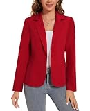 Picture of LADI TREND Womens Casual Blazer Jacket Long Sleeve Open Front Work Office Blazers Lapel Button Jackets with Pockets *Red,Size 2XL*