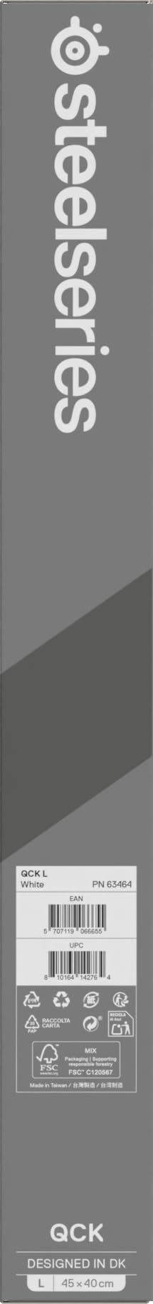 SteelSeries Tapis QcK Grand - Blanc - Base antidérapante en Caoutchouc - Suivi et stabilité de Pointe - Optimisé pour capteurs Gaming - 450 mm x 400 mm - FPS, MOBAs, RTS, MMO