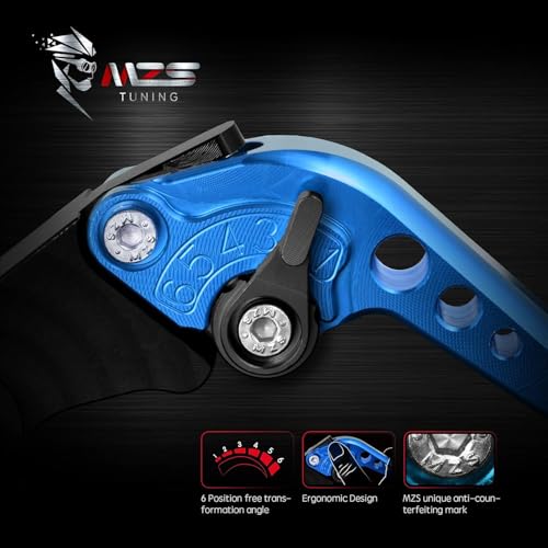 Image of MZS Blue Motorcycle Brake Clutch Levers Adjustable Short CNC Set | for GSXR 600 97-03, GSXR 750 96-03, GSXR 1000 01-04, GSXS 750 11-23, SV650 16-21, Vstrom 650 DL650 11-21, GSX250R 18-22