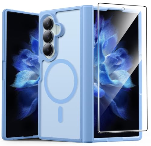 Image of FNTCASE for Samsung Galaxy Z Fold 7 Case: Galaxy Z Fold 8 Ultra Case [Hinge Protection + Screen Protector] [Fit for Magsafe] Military Grade Drop Protective, Translucent Matte Phone Cover - Light Blue