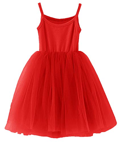 Image of GSVIBK Baby Girls Tutu Dress Sleeveless Toddler Cotton Tulle Skirt Princess Party Prom Dresses