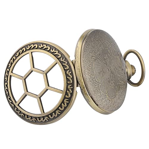 Image of AUGEN Premium Pocket Watch Metal Keychain Hexagon Retro Vintage for Gifting With Key Ring Anti-Rust (Pack Of 1)