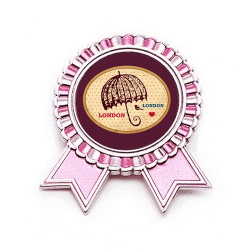 Broche parapluie britannique avec timbre de Londres rose en métal taille M