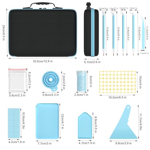 Image of VANSUNS 60 Slots Diamond Painting Storage Containers Kits, Thickened Waterproof Portable Bead Storage Boxes for Diamond Painting Accessories and Tools, Blue