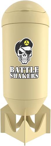 Battle Shakers Bomb Shaker Cup | Botella agitadora con temática militar | Taza de proteína a prueba de fugas con compartimento de almacenamiento |