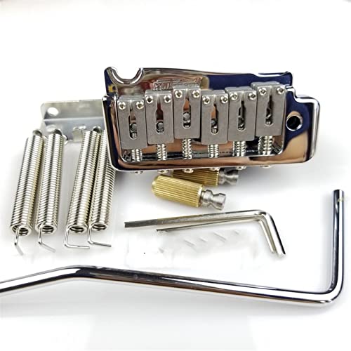 ギター交換部品 電気ギタートレモロシステムブリッジ2点スチールサドルトレモロシステムクロムシルバーゴールデン (Color : Silver)