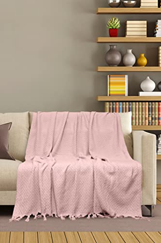 Evaland 56 X 79 Inches Turkish Cotton Blanket And Throw Blanket, Machine-Washed, Comfy Bed Blanket, Bed Throw, Super Soft Blankets And Throws For Couch, Sofa, Bed, Traveling, Coral Pink #TOP1