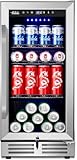 Velieta 15'' Beverage Refrigerator and Beer Fridge Under Counter Built-in or Freestanding,127 Cans Beverage Cooler with Glass Door and Lock for Bottles and Cans Beer/Soda/Water/Wine