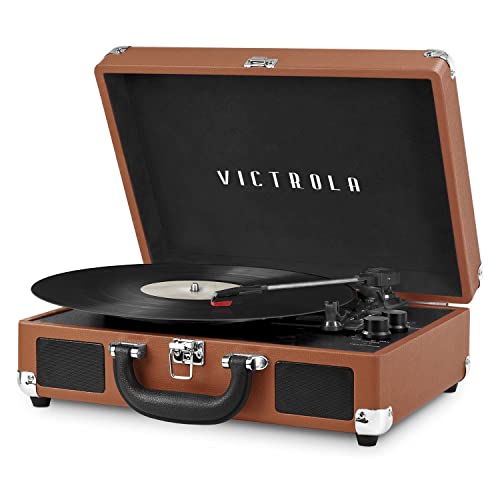 Victrola Vintage 3-Speed Bluetooth Portable Suitcase Record Player with Built-in Speakers  Upgraded Turntable Audio Sound