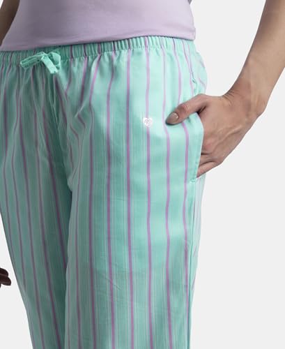 Image of Jockey RX06 Women's Super Combed Cotton Woven Fabric Relaxed Fit Striped Pyjama with Side Pockets (Checks & Prints May Vary)