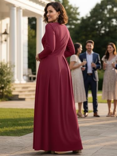 Image of KOH KOH Womens Long Sleeve Empire Cocktail Elegant Evening Versatile Maxi Dress