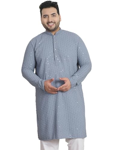 Image of SOJANYA Plus(Since 1958) Men's Cotton Relaxed Fit Straight Radiant Elegance Sequinned Kurta for Navratri, Garba & Puja