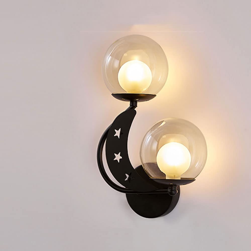 Lámpara de tocador moderna con pantalla de cristal esférica de 2 luces