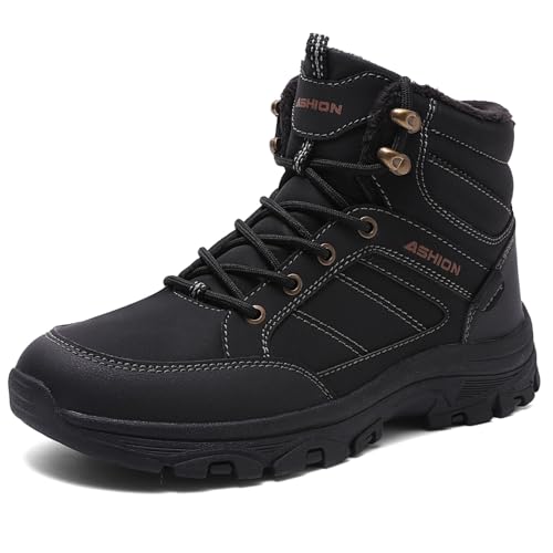 Littleplum Wanderschuhe Herren Trekkingschuhe Leicht Outdoorschuhe Wanderstiefel Herren Stiefel Winterstiefel, CX-Schwarz, 44 EU