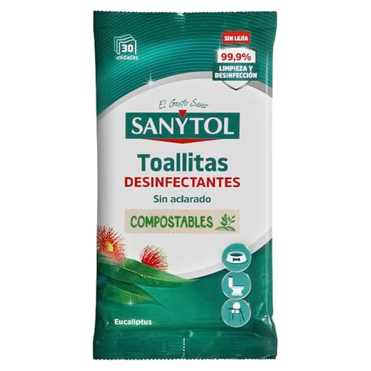 Sanytol – Toallitas Desinfectantes Multiusos, Eliminan Bacterias, Hongos y Virus Sin Lejía, Perfume Eucaliptus - 30 toallitas