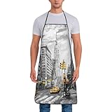 EVANEM Tablier de cuisine imprimé hibou sur la branche d'arbre - Réutilisable - En polyester - Longue cravate - Pour femme/homme, Amour de New York, taille unique