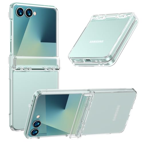Coque Samsung Z Flip 7 KJSK transparente mate avec béquille et protection charnière