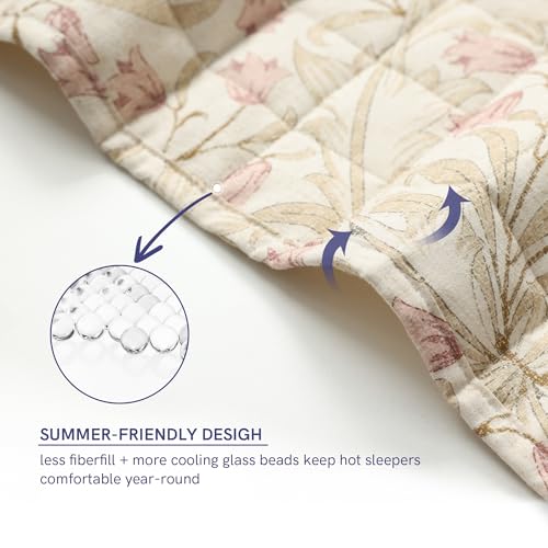 Image of YnM 17lbs Weighted Blanket for Adults, Linen Heavy Bed Throw Blanket with Cooling Glass Beads for All Season Use, Ideal for ~160lbs (60x80 Inches, Queen, Campanula)