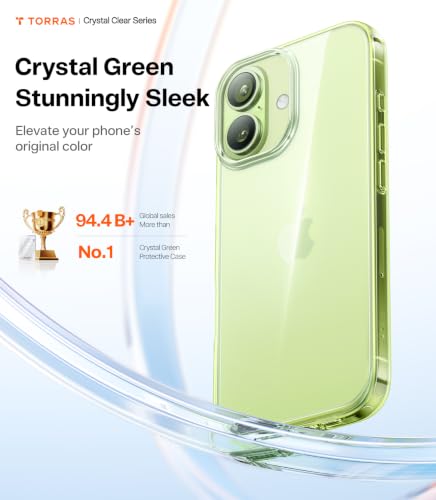 Image of TORRAS for iPhone 17 Case Crystal Green, Anti-Yellowing, Green 6.3 inch