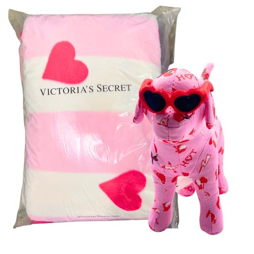 Victoria's Secret 2025 Valentine’s Collection Dog Mini Plush & Sherpa Throw Blanket (Blanket & Dog Plush)