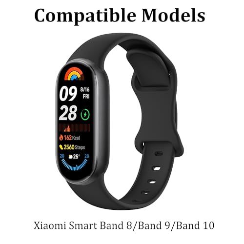 Image of Vanjua Watch Strap for Xiaomi Smart Band 10 /9 /8, Soft Silicone Adjustable Sport Wrist Band for Xiaomi Mi Band 8 /9 /10 Smart Watch (No Watch)