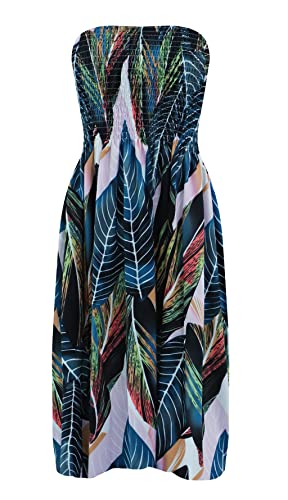 Image of Zyyfly Tube Top Dress Women Summer Beach Coverup Stretch Smocked Strapless Dress