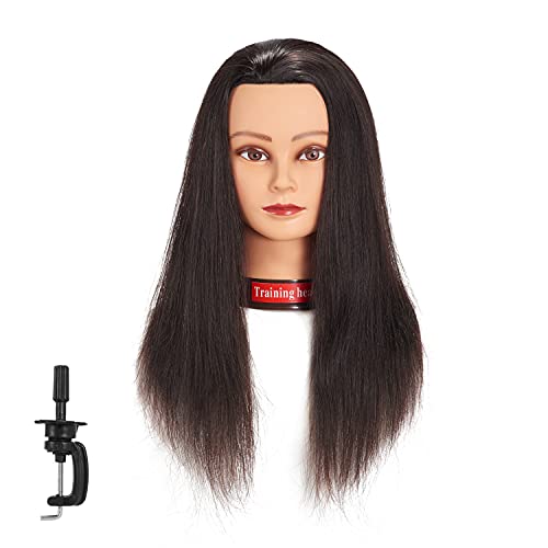 20-22" Female 100% Human Hair Mannequin Head for Hairdresser
