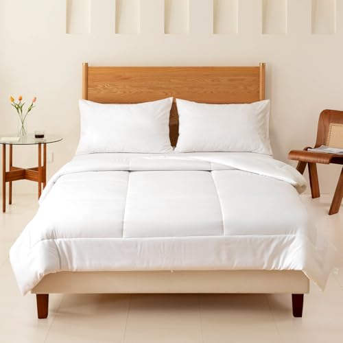 Good Nite Edredón tamaño King de 10,5 TOG, edredón de poliéster Suave de Fibra Hueca Blanca con Lazos en Las Esquinas, Lavable a máquina (Blanco, 10,5 TOG, 230 x 220 cm)