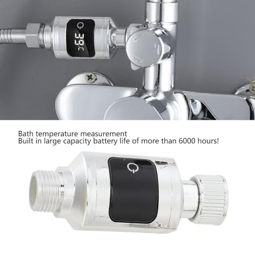 Haofy Thermomètre de Douche à Affichage Numérique LED étanche en Acier Inoxydable, Moniteur de Température de l'eau avec écrou de 1/2 Pouce pour la Maison, la Salle de Bain, la
