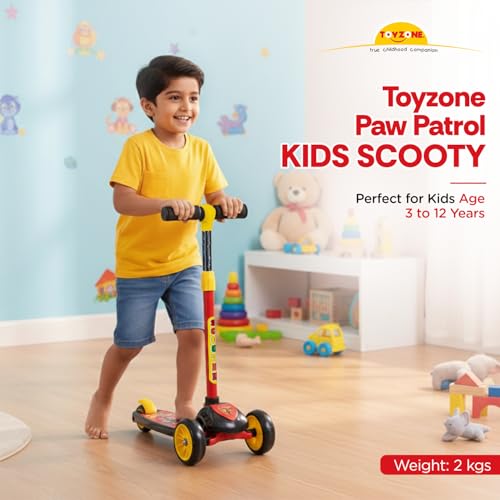 Image of Toyzone Kids Kick Scooter - Foldable & Adjustable with Rear Brake, Skateboard Style - for Age 5+ Years, Toyzone Black Bull Kids Kick Scooter